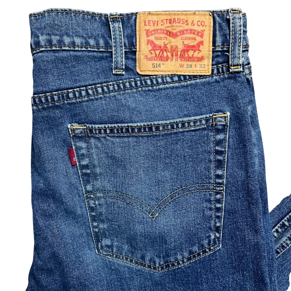 Levi's 514 Straight‎ Fit Jeans Mens 38x32 Blue Medium Wash Denim Pants